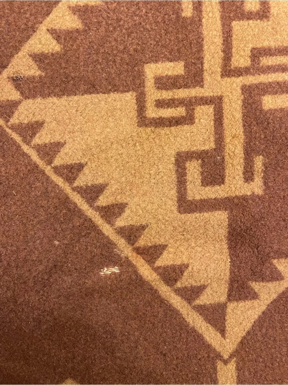 Vintage 20s Pendleton? Brown Reversible Wool Throw Blanket Aztec Tribal Western